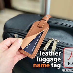 Leder Gepäckanhänger PDF Muster - Erstellen Sie einfache und stilvolle Taschen Tags für Rucksäcke und Koffer DIY - sofort Download
