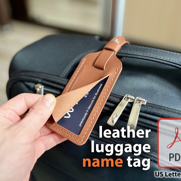 Leather Luggage Tag PDF Pattern - Create Simple and Stylish Bag Identification Tags for Backpacks and Suitcases DIY – Instant Download