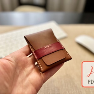 Cartera delgada para tarjetas y dinero, fácil de hacer, diseño minimalista - PDF patrón artesanal en cuero DIY, Plantilla Digital