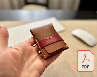 Slim wallet for cards & money, easy to do, minimalist design - PDF leather craft pattern DIY, Digital Template