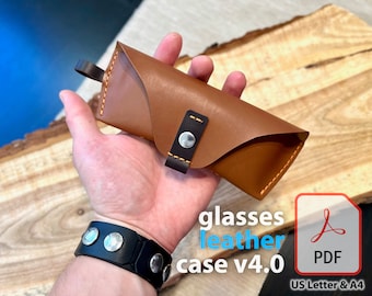 Leather Eyeglasses Case Pattern, Handmade Leather Box DIY (PDF Digital Template)