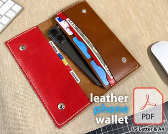 Leather Phone Wallet Pattern, Slim Bifold Card Holder (PDF Download)