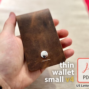 Leder Dünne und Schlanke Brieftasche Einfaches Portemonnaie Design DIY Bifold Leder Handwerk Muster PDF Digitale Vorlage für Karten & gefaltetes Geld - Small v4