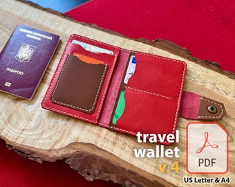 Travel Wallet for Cards, Large ID, Passport, Money v4 - DIY PDF Pattern for Travel Organization, Leather Craft Template, Easy to Follow