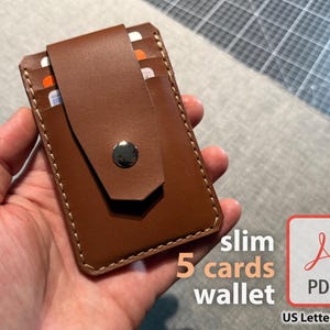 Portefeuille ultra-fin à 5 emplacements pour cartes - Patron numérique PDF pour la maroquinerie - Modèle DIY - Porte-cartes au design épuré et minimaliste