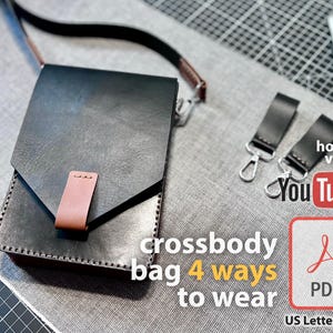 Crossbody Ledertasche PDF Nähanleitung Multi Way Schulter Geldbörse Geldbörse DIY Nähvorlage verstellbarer Riemen Handmade Satchel Digital Guide Tote Youtube
