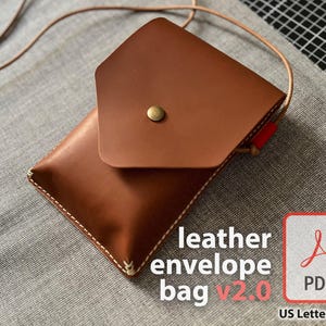 Patrón PDF de elegante bolso tipo sobre de cuero Bolso de hombro DIY con correa desmontable - Plantilla digital de bolso cruzado para mujer en tamaño A4 y carta de EE. UU.