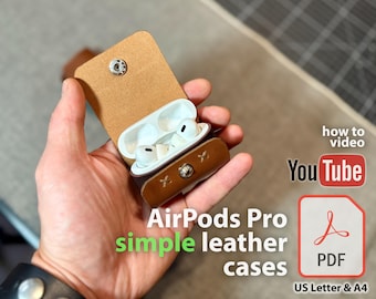Leather AirPods Pro Case, AirPods Pro 1st & 2nd Gen, Simple Leather Case Pattern, DIY Leathercraft PDF Pattern, Apple AirPods Cover Template