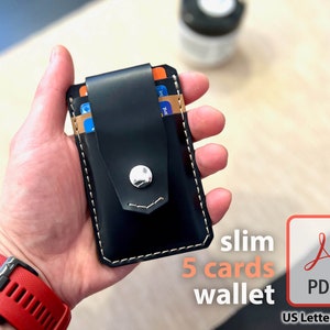 Super Slim Wallet with 5 Cards Pockets PDF Digital Pattern DIY Leather Craft Pattern Cards Holder Sleek Simple Design Minimalist Design