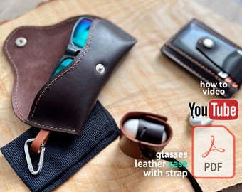 Handcrafted Leather Glasses Case Pattern Eyewear DIY Shades Leather Case PDF Digital Template Handmade Protective Case - Video Tutorial