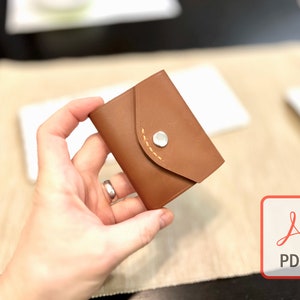 Cartera delgada para tarjetas y dinero desplegada con diseño minimalista - Patrón PDF DIY, Plantilla Digital