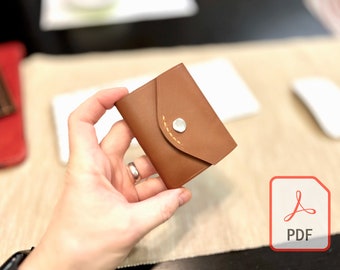 Slim wallet for cards & unfolded money with minimalist design - PDF pattern DIY, Digital Template