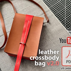 Leder Crossbody Bag Handmade Alltag Schulter Geldbörse v2 DIY Lederhandwerk Muster Handytasche Messenger Bag Digital Template