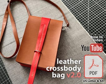 Leather Crossbody Bag Handmade Everyday Shoulder Purse v2 DIY Leather Craft Pattern Mobile Phone Bag pattern Messenger Bag Digital Template