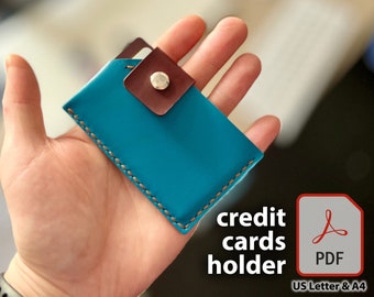 Leather Credit Card Pattern Wallet DIY Handmade Credit Card PDF Pattern Slim Design Wallet Digital Template A4 & US Letter