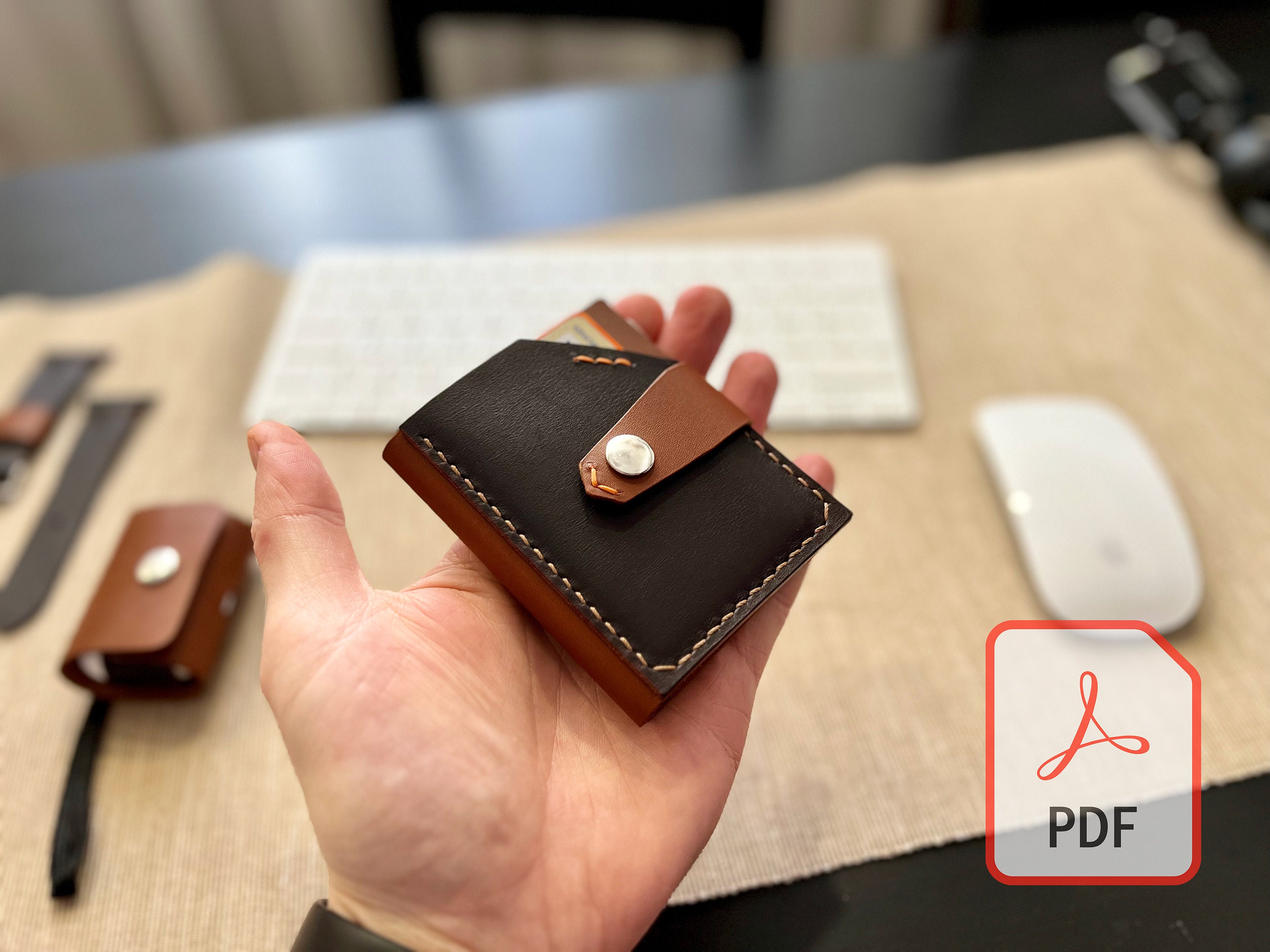 Slim Bifold Wallet for Cards & Money With Minimalist Design-small - PDF  Leather Craft Pattern DIY, Digital Template - Etsy