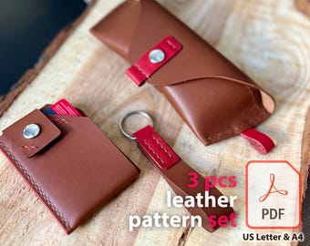 Leather Glasses Case, Wallet & Key Ring Pattern – Beginner PDF Set