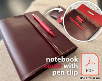 A5 Leather Notebook Cover Pattern with Pen Holder (PDF Template)