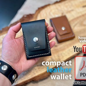 Padrão de carteira faça você mesmo com bolso frontal de couro Design compacto e versátil para cartões, carteira de motorista e muito mais Modelo de couro em PDF feito à mão