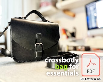 Leather Crossbody Bag Sewing Pattern, Minimalist Purse DIY (PDF Download A4/US Letter Size)
