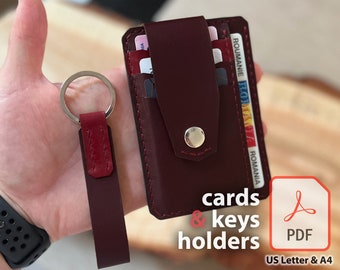 Leather Credit Cards Holder Wallet Pattern DIY Large ID Wallet Holder PDF Digital Template Money Bills Wallet Leather Key Holder