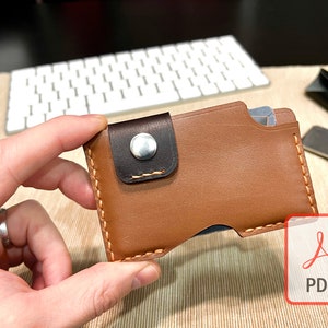 Geld und Kreditkartenhalter Schlank & Minimalistisches Design PDF Lederhandwerk Muster DIY Digitale Vorlage Handgefertigte Leder Geldbörse Muster