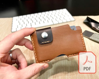 Porta soldi e carte di credito dal design sottile e minimalista in PDF, modello artigianale in pelle fai da te, modello digitale, modello per portafoglio in pelle fatto a mano