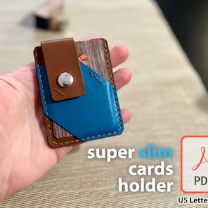 Super Slim Leder Kartenhalter Sleek DIY Wallet Einfaches Design PDF Pattern Minimalist Karten Organisation pdf Leather Template