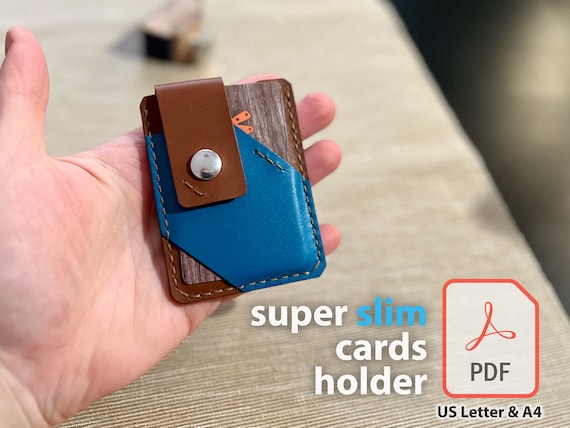 Super Slim Leather Cards Holder Sleek DIY Wallet Simple Design PDF Pattern Minimalist Cards Organization pdf Leather Template
