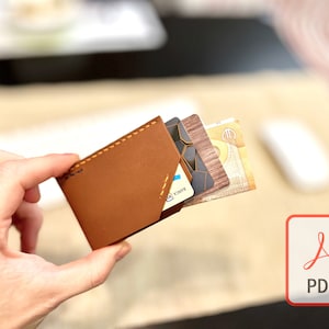 Porta-cartão de crédito super fino, padrão de carteira minimalista em PDF, modelo de cartão de visita de couro faça você mesmo, design digital de artesanato fácil para iniciantes