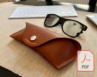 Patrón PDF de estuche de cuero para gafas de sol Plantilla para sujetar gafas DIY Estuche de cuero para gafas de sol elegante y duradero Guía de descarga digital