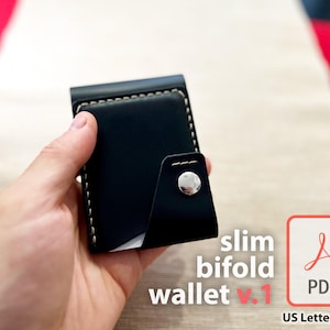 Billetera delgada para tarjetas y clip para dinero v1 Diseño de billetera simple Patrón artesanal de cuero plegable para bricolaje Plantilla digital PDF Billetera para tarjetas y dinero