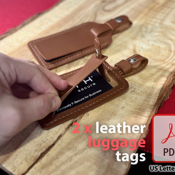 Leather Luggage Tag pack PDF Pattern, Simple and Stylish Leather Bag Identification Tags for Backpacks and Suitcases DIY, 2 models included