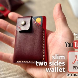 Lederen portemonnee patroon kaarthouder sjabloon DIY slanke portemonnee naaien PDF digitale sjabloon minimalistische portemonnee ontwerp leer handgemaakt