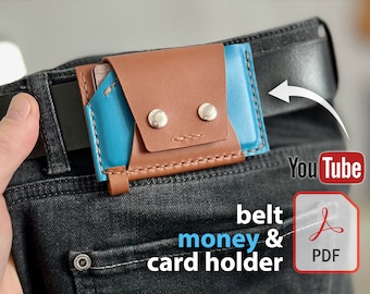 Leather Wallet Pattern Card Holder DIY Belt Card Holder Pattern PDF For Belt Wallet Template Leather Belt Wallet Belt Card Holder Pattern