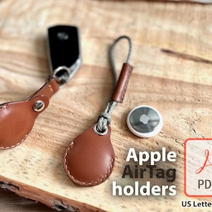 Custodia in pelle Apple AirTag - 2 modelli in 1 - Custodia fai-da-te PDF File digitale Cover sottile Modello portachiavi in pelle