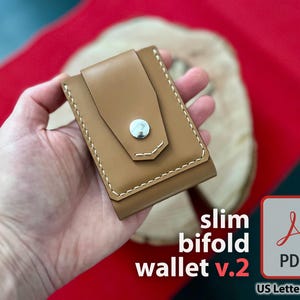 Cartera plegable delgada para tarjetas y clip para billetes v2 Diseño de billetera simple Patrón de artesanía de cuero plegable DIY Plantilla digital PDF Cartera para tarjetas y dinero