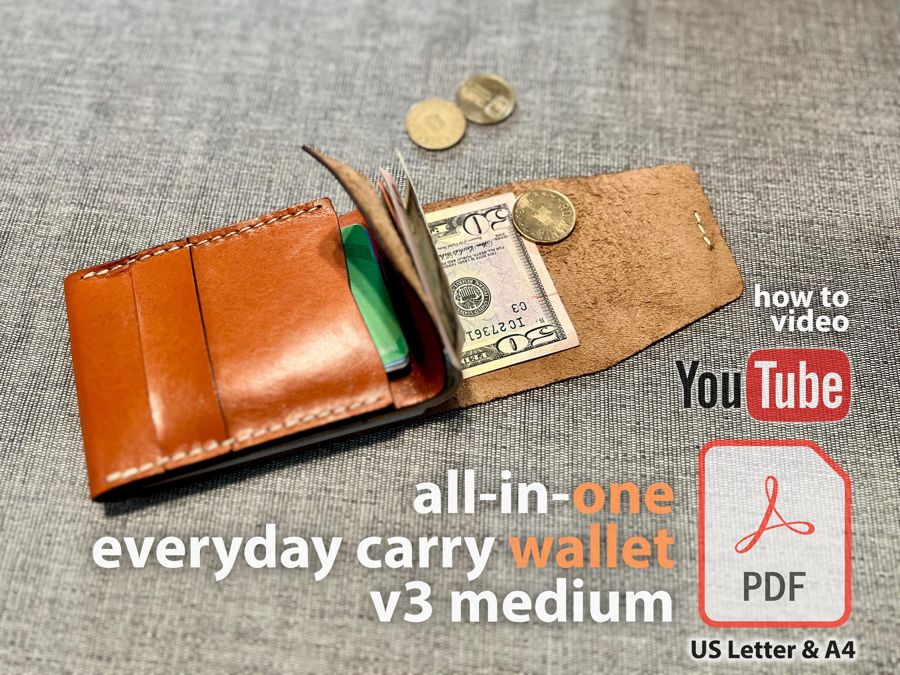 オールインワンフロントポケットウォレット（毎日持ち歩く通貨IDコイン＆小物用）PDFレザークラフトパターンDIYデジタルテンプレートv3 NoSnap  - Etsy 日本