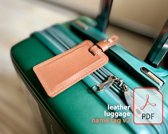 Leather Luggage Tag DIY PDF Pattern - Craft Customized Bag Identification Tags for Stylish Travelers Personalize Your Backpack and Suitcase