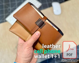 Leather Phone Wallet PDF Pattern, Large & Small Card Holder (Digital Download)