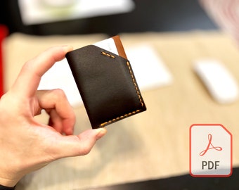 Leather Slim Card Wallet Pattern, Minimalist Handmade Wallet (PDF Template)