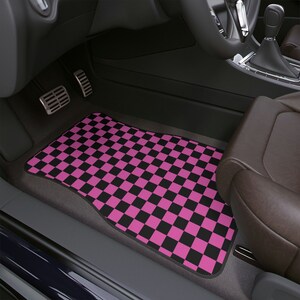 Checkered Grey X Black Car Floor Mats Grey and Black Cute Car
