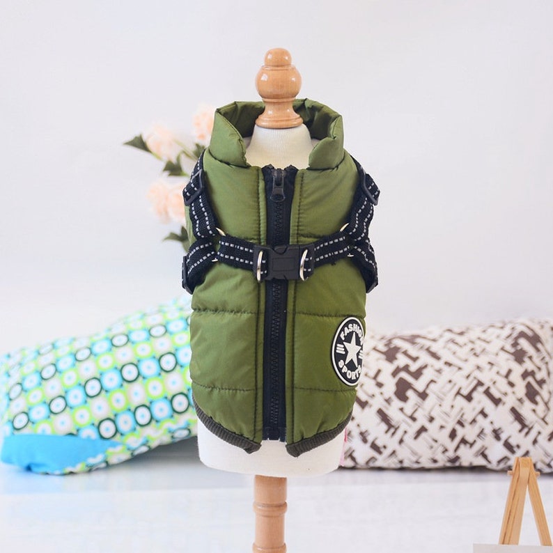 Waterproof Clothes Winter Coat Dog Coat With Harness Warm Etsy