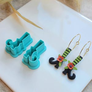 Witch Boot Clay Cutter Mirrored Set, Halloween clay cutter, witch boot earrings, Halloween earrings, witch earrings, spooky earrings