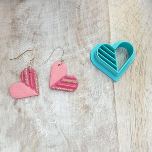 Heart Polymer Clay Cutters, Valentine&#39;s Day cutter, heart cutter, love cutter, heart earrings, Valentines Day earrings
