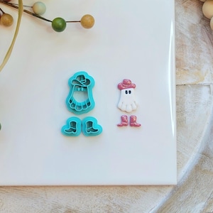Cowboy Ghost Polymer Clay Cutter Set, Fall earrings, Halloween earrings, holiday earrings, ghost earrings, scary earrings, ghost clay cutter