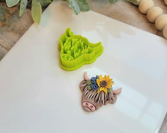 Highland Cow Polymer Clay Cutters, animal cutter, animal earrings, cow earrings, highland cow earrings, highland cow clay cutter, cow cutter