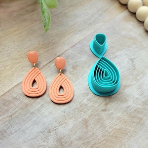 Teardrop Polymer Clay Cutters, Embossed cutter, teardrop cutters, boho cutter, teardrop earrings, striped cutter, striped earrings