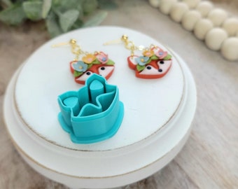 Fox Polymer Clay Cutters, embossed clay cutter, forest earrings, cottagecore earrings, fox earrings, animal cutter, fox clay cutter