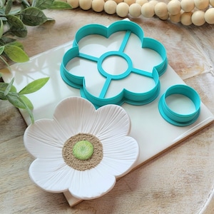 Flower Trinket Dish Polymer Clay Cutter Set: Floral Jewelry Dish Mold